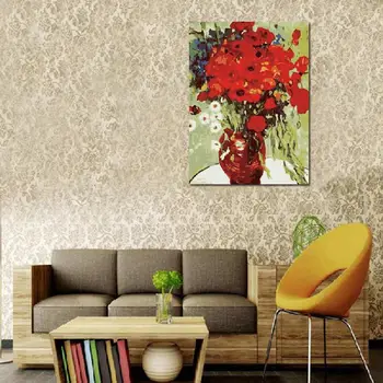 

DIY Floral Oil Painting Framed Fill Colored Hand-painted Decoration Flowers Pictures Painting For Living Room Deco Wall Art Home