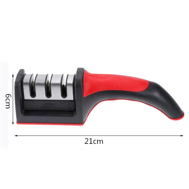 black and red Anpro 1 шт., 3 ступени, профессиональная точилка для ножей, кухонный точильный камень, Вольфрамовая сталь и керамические кухонные ножи, аксессуары - Цвет: black and red