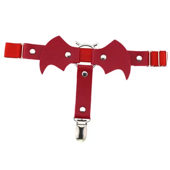 

Leather Bat Wing PU Garters Leg Ring Adjustable Suspender With Metal Clip