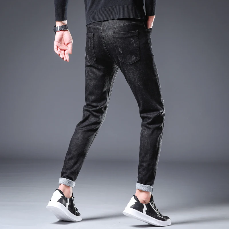 70% OFF New Young Men's Fashion Casual Stretch Slim Jeans Classic Trousers Denim Pants Male Jeans Men Slim High Quality Trousers Cotton