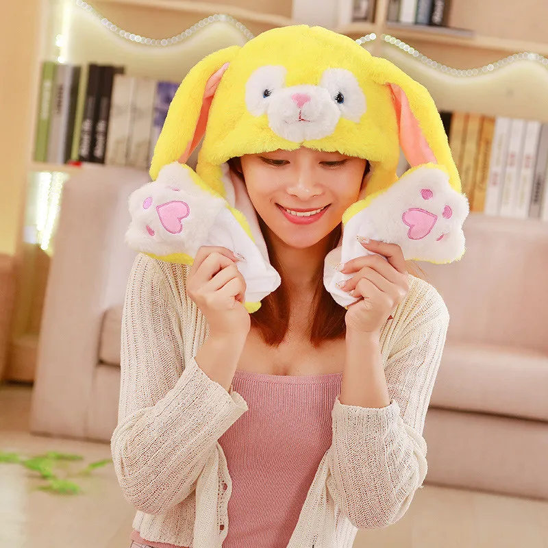 mad bomber hat mens Funny Hat Rabbit Hat Moving Ears Cute Cartoon Toy Hat Airbag Kawaii Funny Toy Cap Kids Plush Toy Birthday Gift Hat for Girls warmest bomber hat