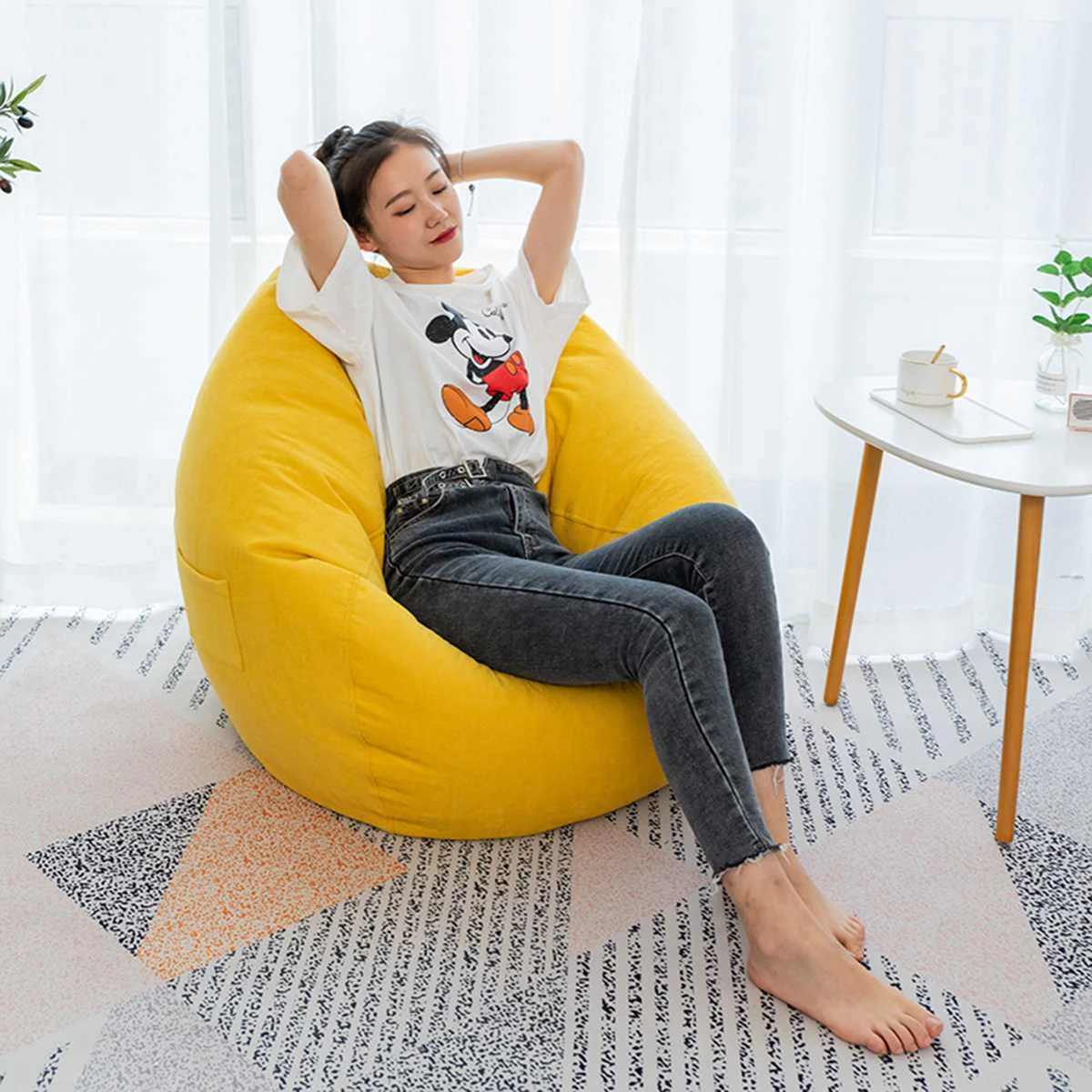 

2Pcs/Set Nesloth Brand Lazy BeanBag Sofa Cover+Inner Liner Velvet Lounger Seat Chair Bean Bag Pouf Puff Couch Tatami Living Room
