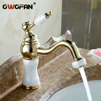 

Bathroom Basin Faucets Decorative Marble White Classic Faucet Antique Brass Deck Mounted Bathroom Hotel Mixer Water Tap MS-6515K