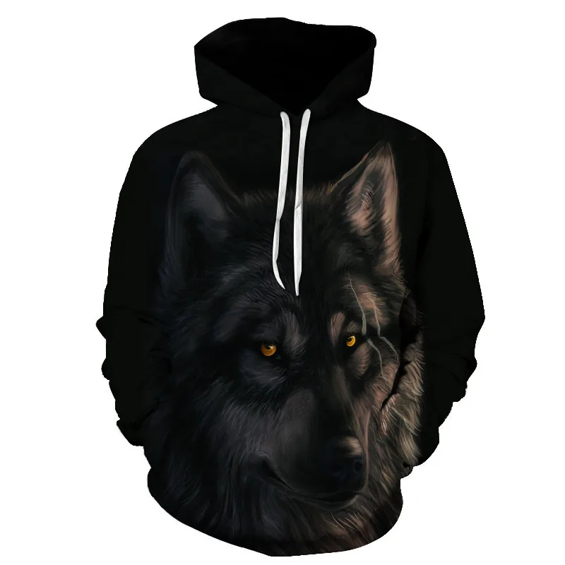 

2019 New wolf hoodies Men's hoodie autumn Winter hip hop hoody Tops Casual Brand 3D wolf head Hoodie Sweatshirt Dropship