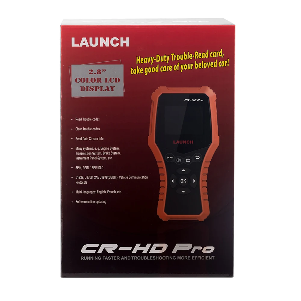 LAUNCH X431 CR-HD Pro для 12 В/24 В автомобиля и тяжелых грузовиков OBD OBD2 Диагностический автоматический сканер инструмент считыватель кодов бесплатное обновление CR HD