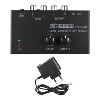 

PP500 Ultra-compact Phono Preamp Preamplifier with Level Volume Controls RCA Input Output 1/4 Inch TRS Output Interfaces EU Plug