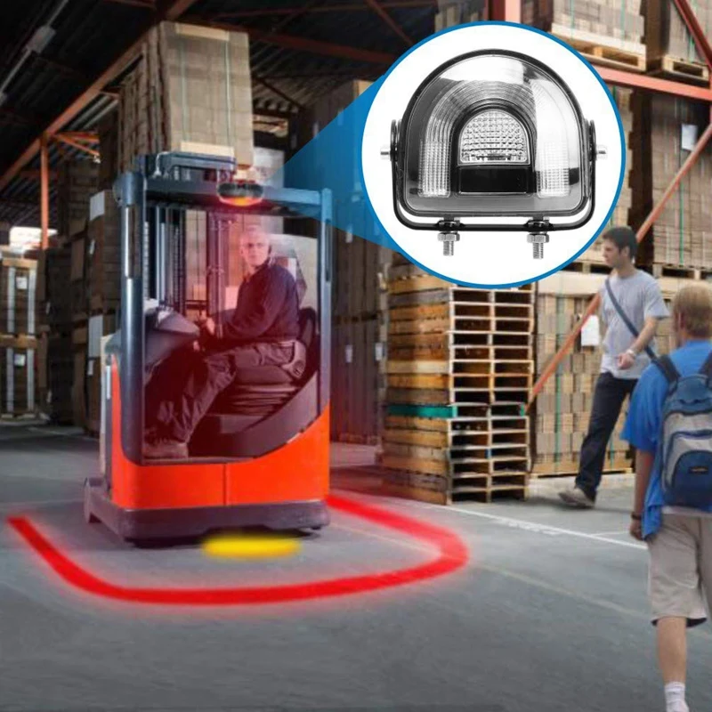 

5.4 Inch LED Forklift Arch Safety Light Red 25W DC10-80V Safety Warning Light Arc Zone Safety with Yellow Strobe Lights