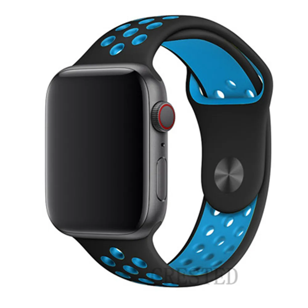 Black light blue Спортивный ремешок для apple watch band 44 мм/40 мм apple watch 5 4 3 band iwatch band 5 42 мм/38 мм correa браслет ремень аксессуары для часов - Цвет ремешка: Black light blue