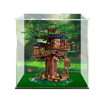 

modiker Building Block Acrylic Dustproof Display Box Show Box with Green Turf for Treehouse 21318 - Black Bottom Type
