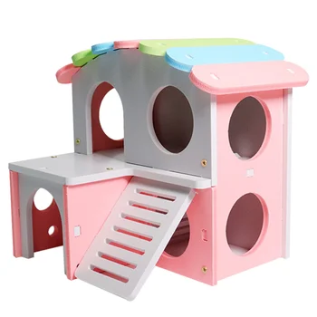 

1Pc Wooden Pet Living House Wooden Hamster House for Hamster Home Mouse Pet