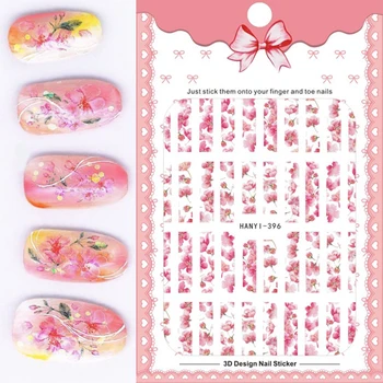 

1 Sheet Nail Stickers Cherry Blossoms Decals Design UV Gel Polish for Summer Fashion Nail Art Slice Decoration