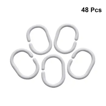 

48pcs Nontoxic Practical Plastic Shower Curtain Hooks Rings C Rings Bath Drape Loop Clip Glide Hanger