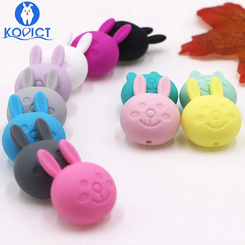 Kovict 5pc rabbit Silicone Beads Food Grade Silicone Teether DIY Nursing Necklace Accessories perle Beads Baby Teethers