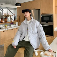 POVOTE мужской зимний теплый пуховик большой мужской длинный рукав воротник стойка Чистый хлопок Модная молния теплый хлопок