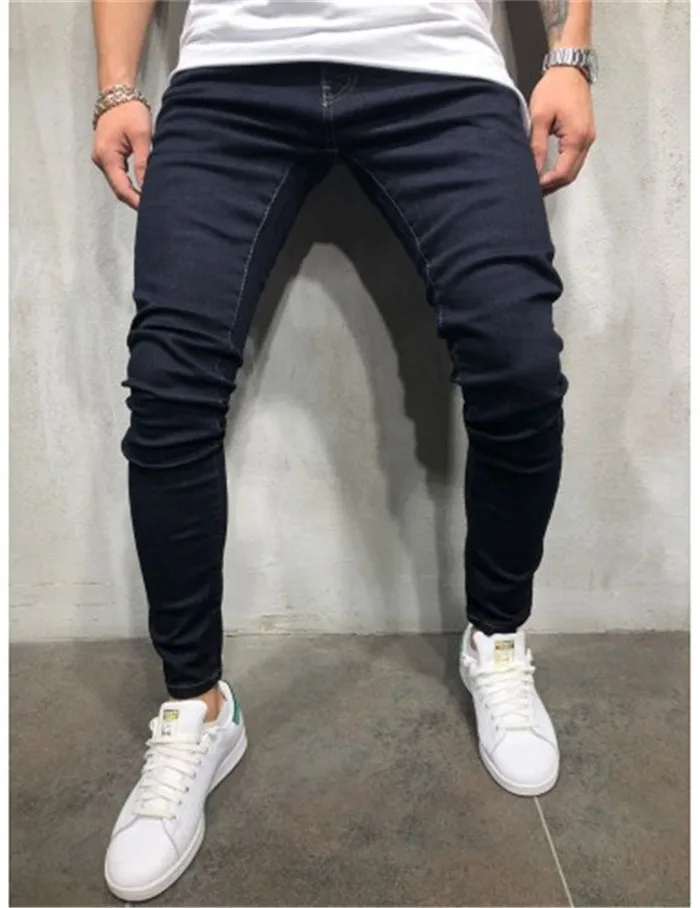 Litthing брюки-карандаш эластичные тренировочные брюки для мужчин подходят Твердые Джинсовые штаны-шаровары Повседневные узкие Jogger повседневные брюки черные синие джинсы