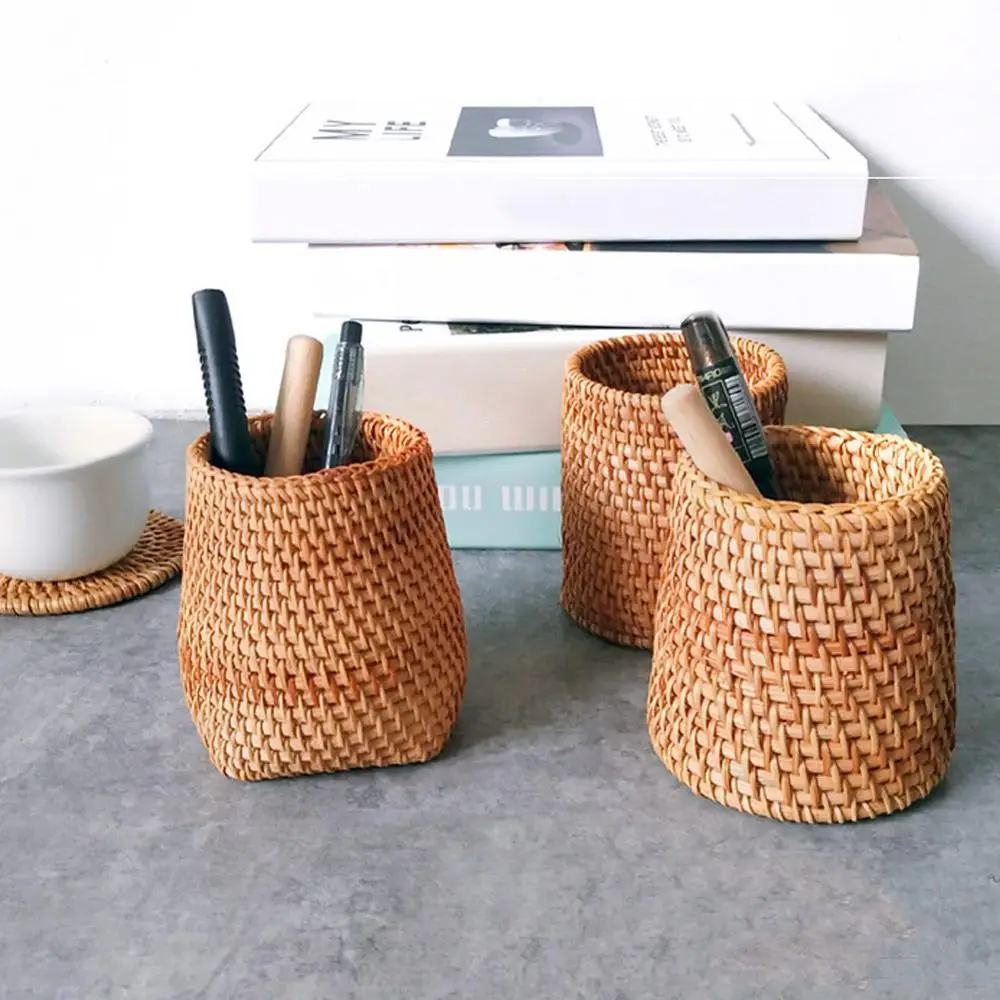

Rattan Chopsticks Tube Shovel Spoons Bucket Dinner Knives Forks Tableware Storage Box Home Storage Baskets Organizer