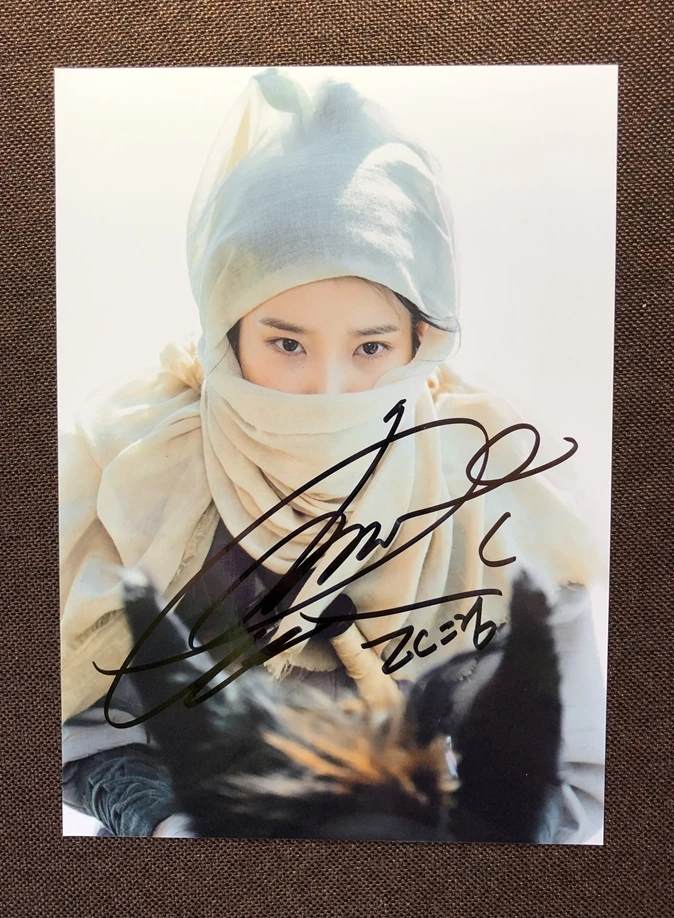 Ручная подписка Lee Ji Eun IU фото с автографом 5*7 отель Deluna 79K4