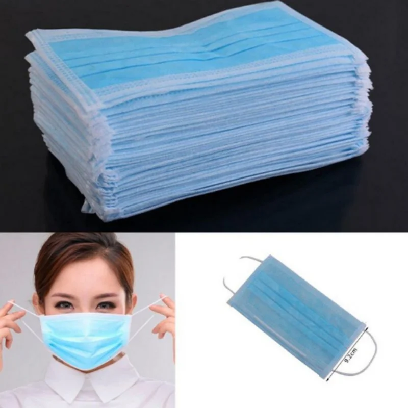 

10/20/50/100 Pieces 3-Layer Blue Face Masks Anti Dust Breathable Disposable Mask Earloop Mouth Mask Comfortable Sanitary Mask