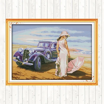 

Car Model Cross Stitch Kits 11CT 14CT Cross Stitch Set Wall Home Decor Embroidery Handmade Needlework Package DMC Floss Kits