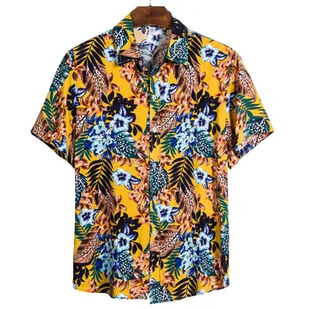 

The most handsome shirt! Mens Ethnic Short Sleeve Casual Printing Hawaiian Shirt Blouse рубашка Purchasing Wholesaler summer