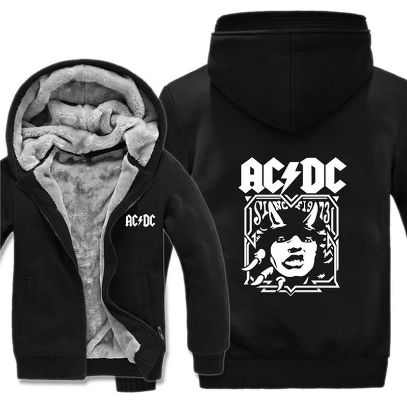 Рок-группы AC DC толстовки для мужчин пуловер шерстяной подкладкой куртка кофты с