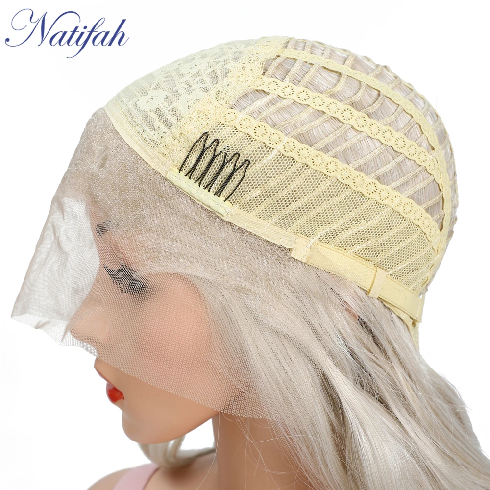 Светильник Natifah, парик блонд, волнистый парик, синтетический парик на шнурке, 30 дюймов, длинные вьющиеся волосы, термостойкие волнистые парики для женщин, косплей