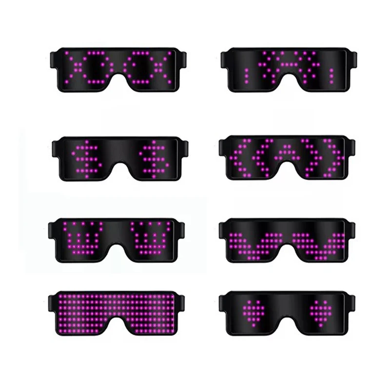 

Led Flash Character Luminous Glasses Bluetooth Led Party Glasses APP Control Glow Night Club Concert&Party Glasses