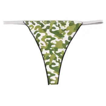 

1PCS Cotton Lady Sexy Camouflage Green Thongs Girls Low Waist Sexy G-Strings Women'S Hollow Tempting Pretty Thongs Underwear