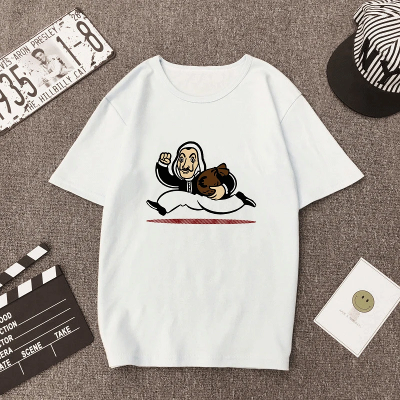 Летняя футболка Money Bad Guy House Of paper La Casa De Papel, модная повседневная футболка Dali Mask Casa, Готическая футболка, Женский Топ
