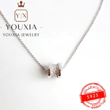 

1:1 Customized 925 Sterling Silver Small Waist Spiral Diamond Necklace With Logo Luxury Fashion Diamond Necklace Classic Jewelry