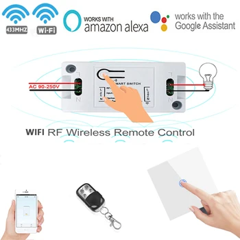 

RF WiFi Smart Switch 433Mhz Relay Receiver Smart Home Tuya app Lights Switch DIY Wireless Automation Module for Google Alexa