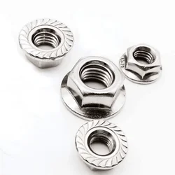 5/50X M3 M4 M5 M6 M8 M10 M12 High Quality Stainless Steel Hexagon Hex Head Serrated Spinlock Flange Nut Locknut Lock Nut DIN6923