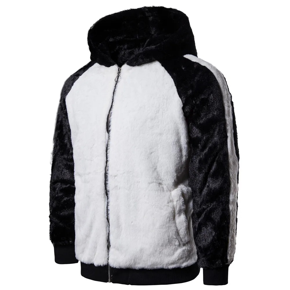 OLOME M-2XL, новая модная зимняя одежда, мужская повседневная Лоскутная куртка из искусственного меха с капюшоном из искусственного меха для молодых мужчин, стиль