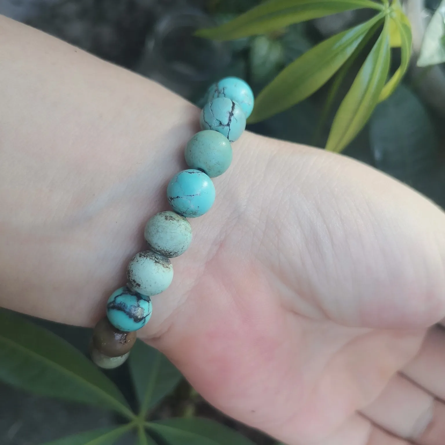 Precious and rare real natural turquoise blue gemstone round bead bracelet,  good quality, special price, unique collection value