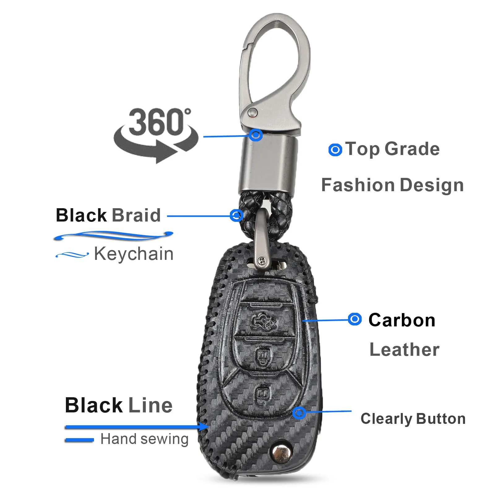 Keyforkess per Chevrolet Chevy Cruze 2016 2017 Malibu Aveo Captiva 3 pulsanti flip Remote Protect Set custodia in pelle per auto - H04be433dc1284400a7ca109d8f982f51w