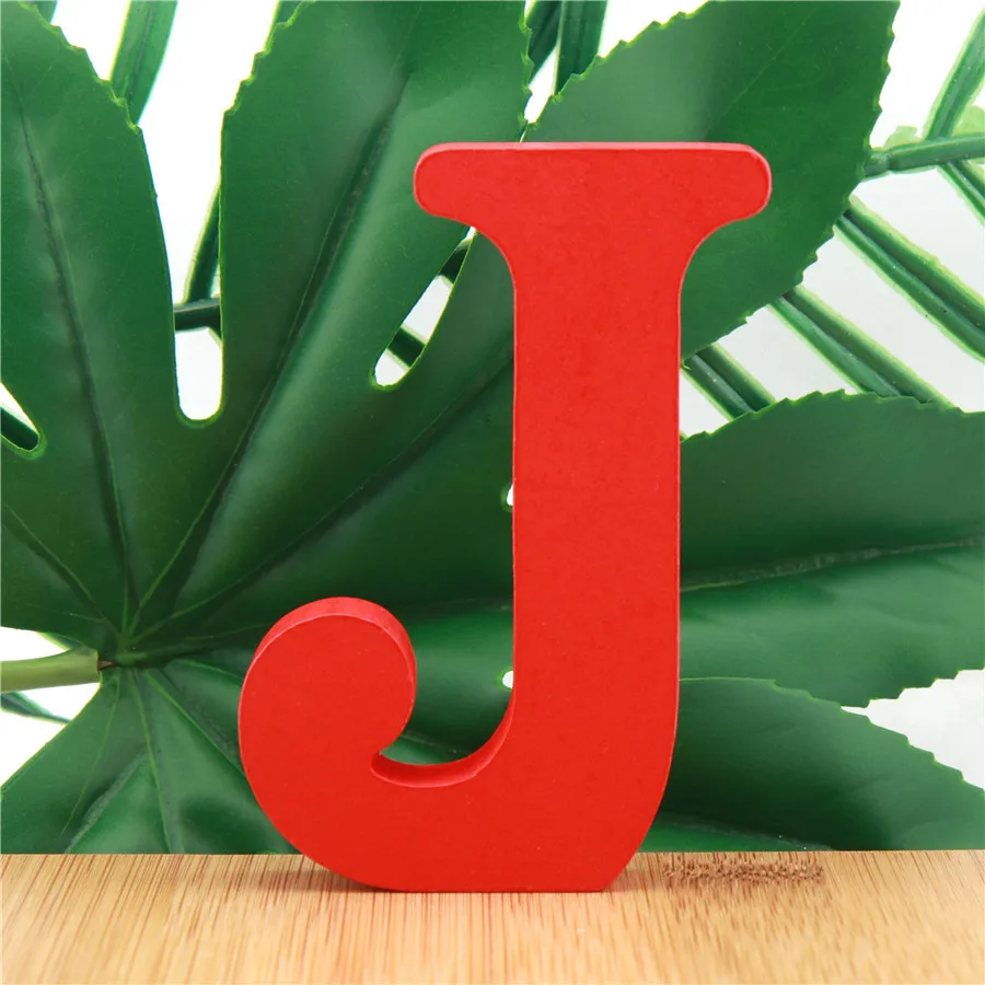J 1 шт., 10 см, для дня рождения, свадьбы, домашнего декора, деревянные буквы, алфавит, красное имя, дизайн, художественное ремесло, стоящее, сделай сам, надпись, 3,94 дюймов - Цвет: J