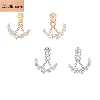 

QSJIE High quality SWA simple design elegant romantic Star Precision Moon Earrings