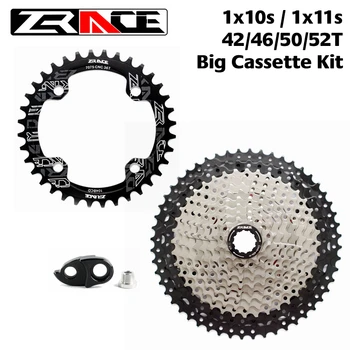 

ZRACE Chainring 104BCD 32T/34T/36T/38T + Bike Freewheel Cassette 42T / 46T / 50T / 52T, 1x10 speed / 1x11 Speed Big Cassette kit