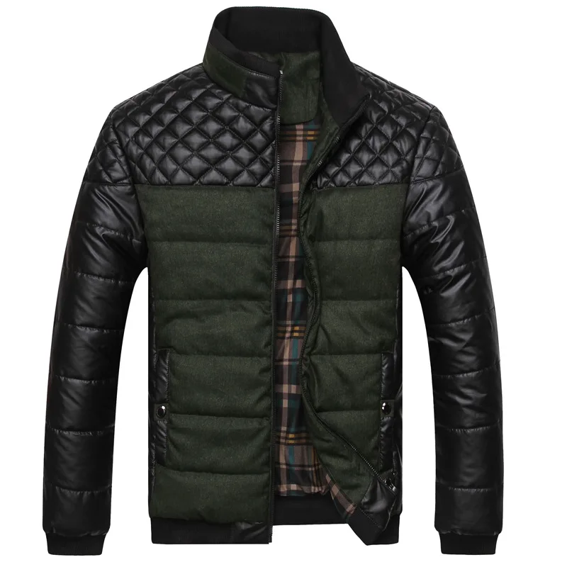 

Mens Jackets Cotton Outerwear Vogue Winter Spring Thick Men Jackets And Coats PU Patchwork Designer Fashion
