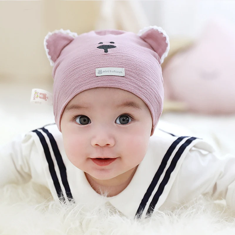 Кружевные детские вязаные шапочки с медведем для новорожденных мальчиков и девочек; теплая шапка для больниц; безопасная хлопковая кепка; мягкая и удобная одежда для младенцев