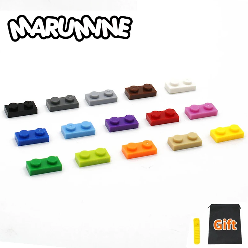 Marumine 1x2 кирпича плиты 100 шт. основа для строительных блоков 3023 аксессуары оптом Запчасти развивающихся