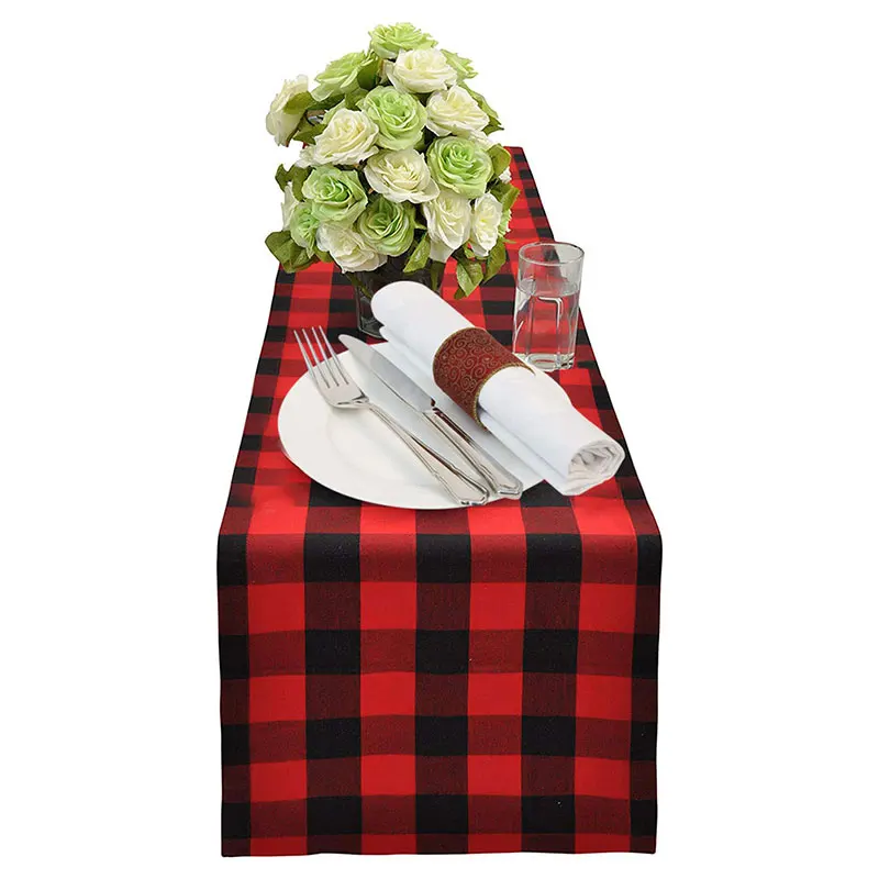 

1pc Plaid Print Cotton Table Runner 180x30cm Rectangle Table Cover Desk Protector Dining Tablecloth Party Home Top Tablerunner