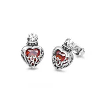 

Lovers Titanium Steel Jewelry Crown Lovely Earrings Love Ruby Simple Temperament Sen Female Earrings Earrings Cf120