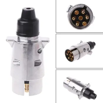 

Hot 1 Pc Durable 7 Pin Aluminium Alloy Plug Trailer Truck Towing Electrics DC 12V Connector EU Plug for Vehicle Car Truck