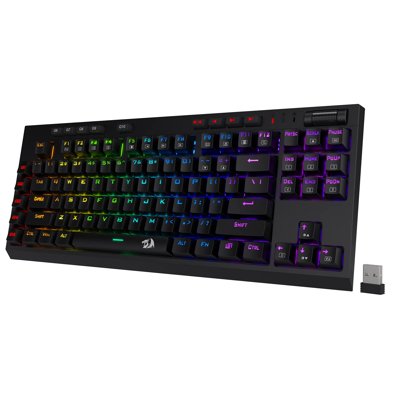 

Redragon K596 Vishnu 2.4G Wireless/Wired RGB Mechanical Gaming Keyboard, 87 Keys TKL Compact Keyboard with 2400 mAh Battery