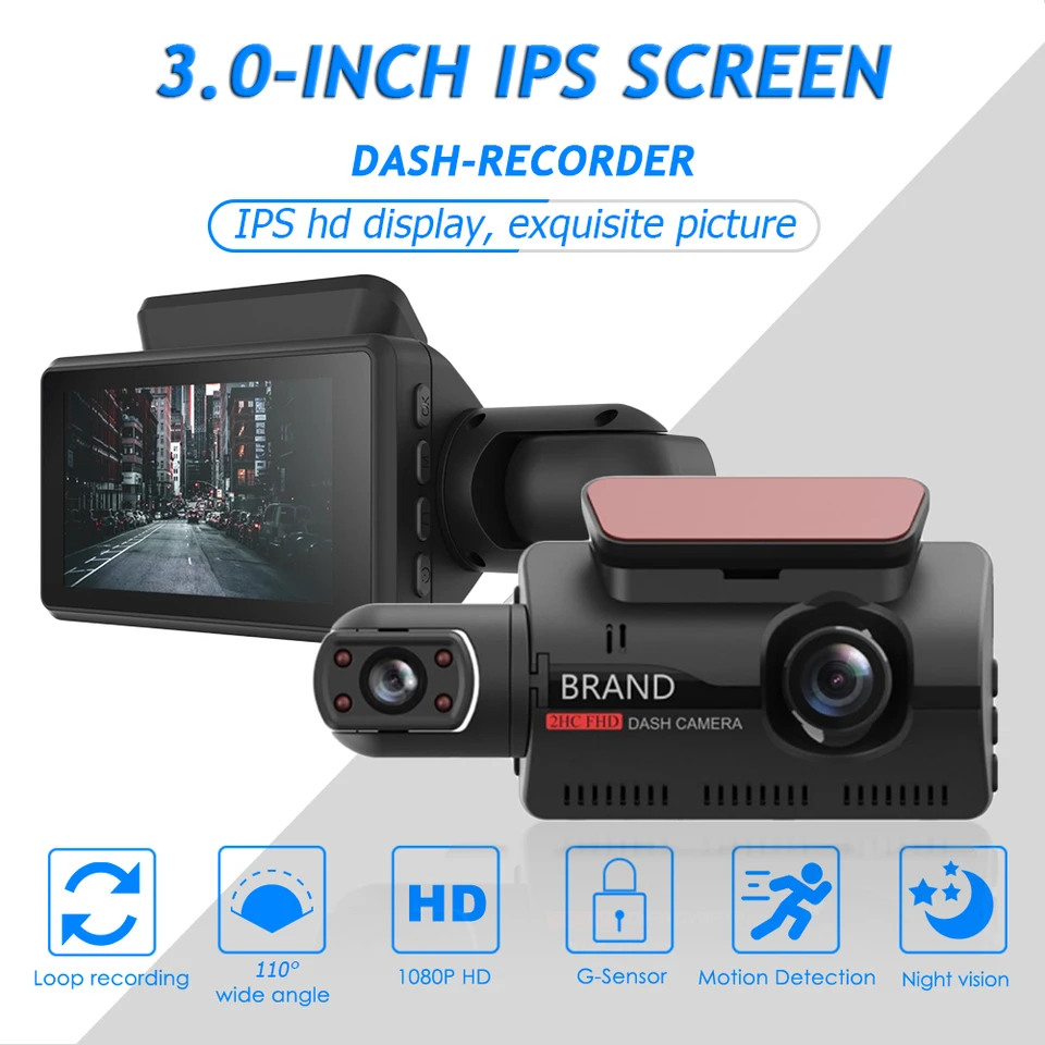 Car 3 Lenses Dash Cam 2-inch Screen Movement Detection Battery Powered  Rechargeable Wide Angle USB 2.0 Camera Recorder - AliExpress