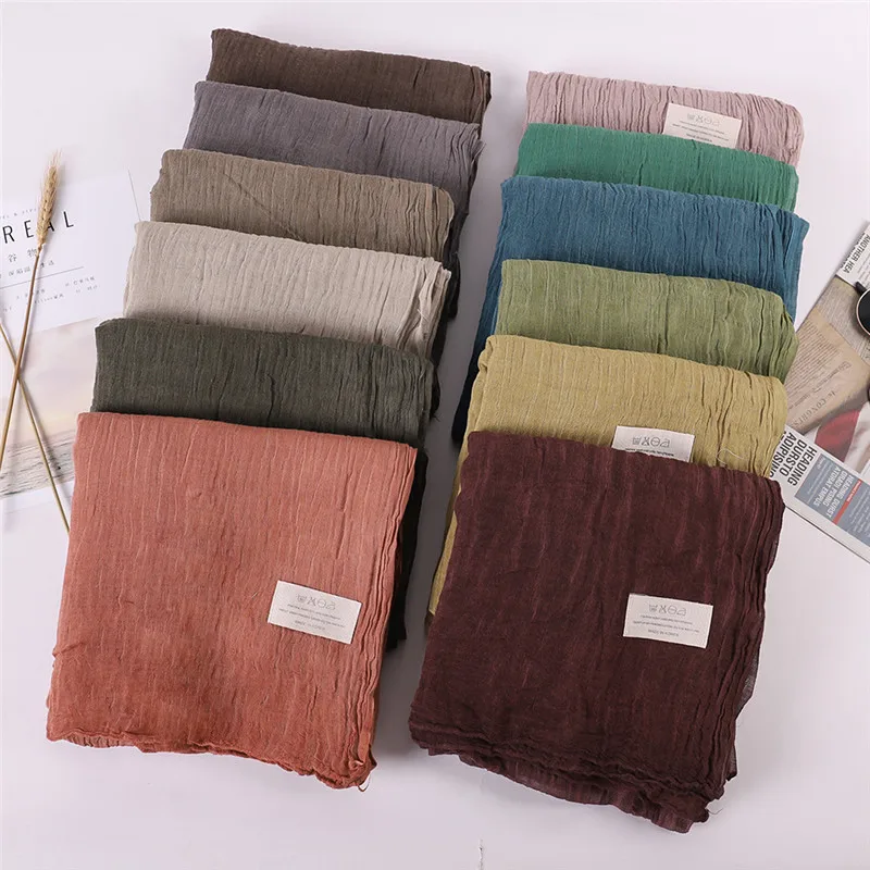 

100% Cotton Autumn New Cotton Pashmina Shawl Lady Wrap Warm Winter Scarves Slid Design Print Female Foulard Beach Stoles Scarf