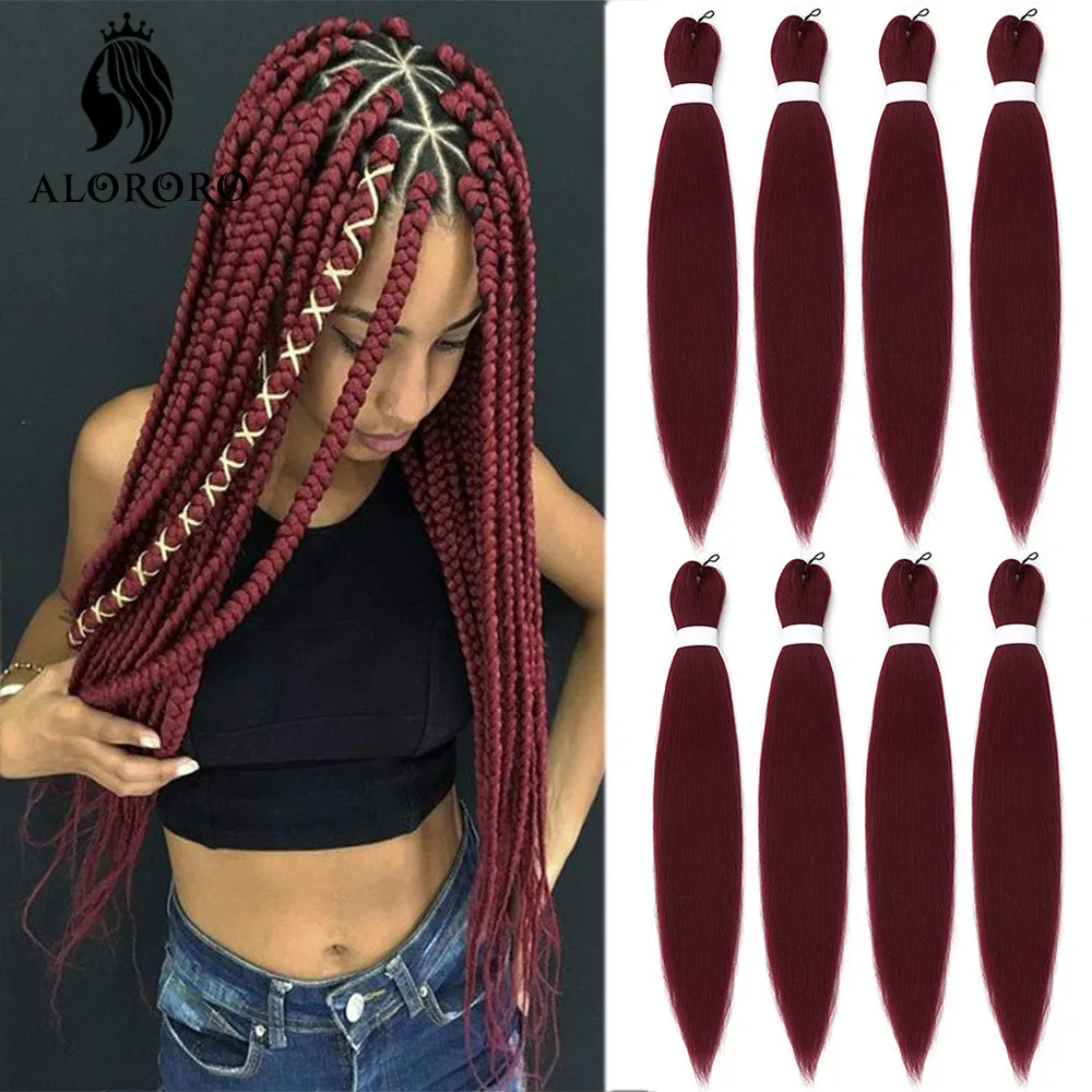 

Alororo Red Jumbo Braids Extensions 26inch Synthetic Braiding Hair Pre Stretched Afro Pink Black Blue Grey Box Braids Fake Hair
