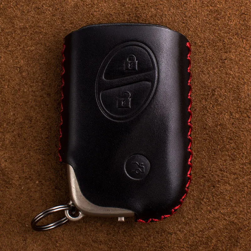 3Button Black Red Натуральная кожа чехол для ключей ключ крышка Защита сумка для Lexus CT200H GX400 GX460 IS250 IS300C RX270 ES240 ES350 LS460 GS300 450h 460h - Название цвета: 3Button Black Red