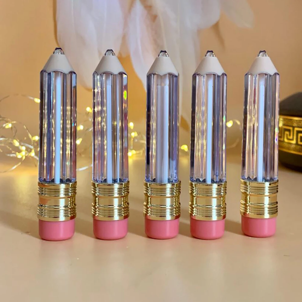 Empty Lip Gloss Tubes Lip Balm Tubes Pencil Shape Lipstick Refillable Bottles Vials Mini Sample Cosmetic DIY 1/5pcs refillable bottles plastic storage tubes